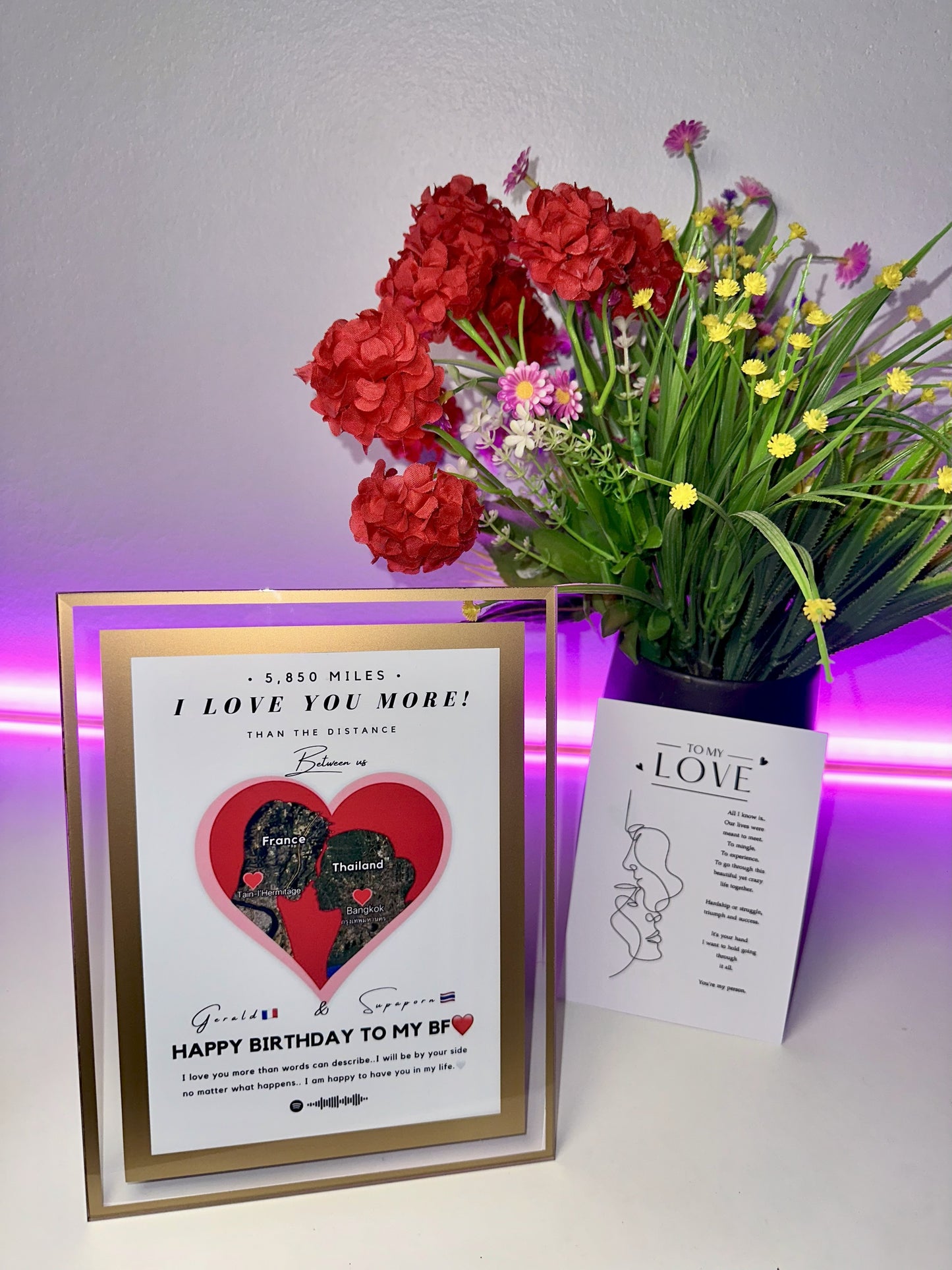 One Heart, Miles Apart - Him and Her - Custom Print