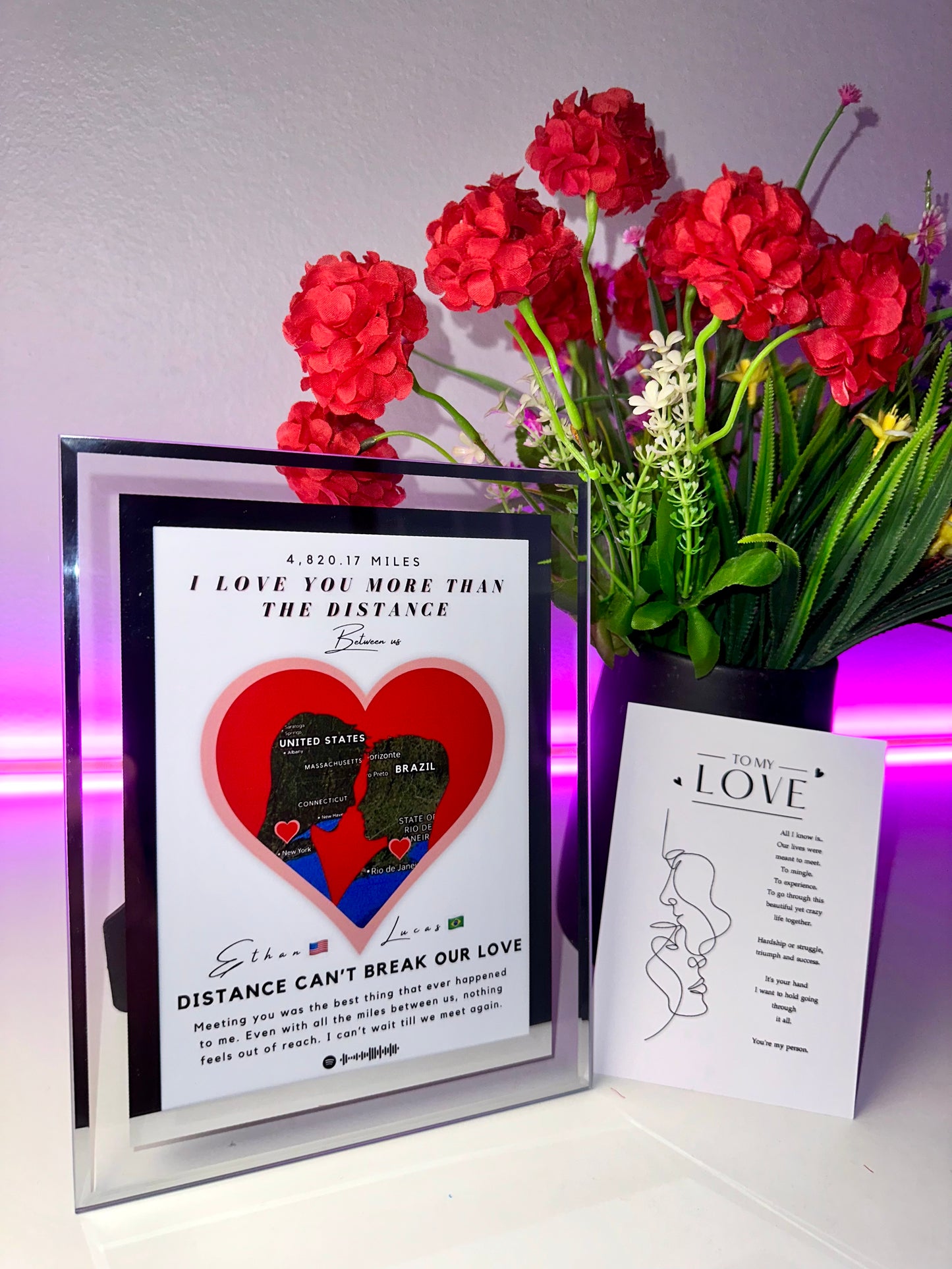 One Heart, Miles Apart - Him and Him - Custom Print