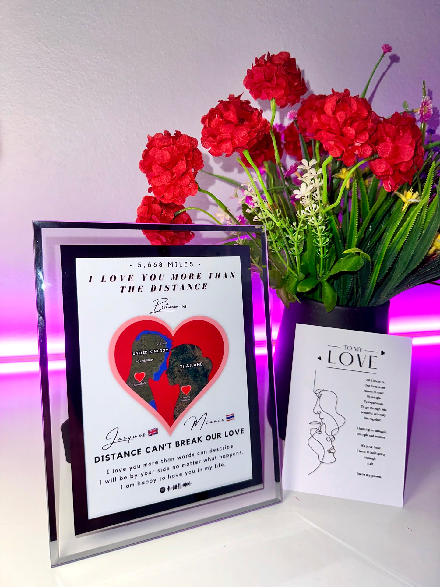 One Heart, Miles Apart - Him and Her - Custom Print
