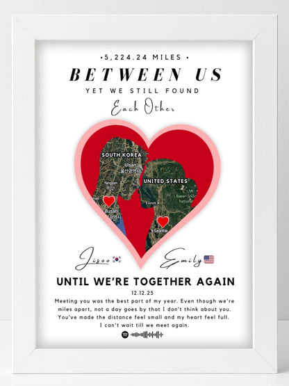 One Heart, Miles Apart - Him and Her - Custom Print